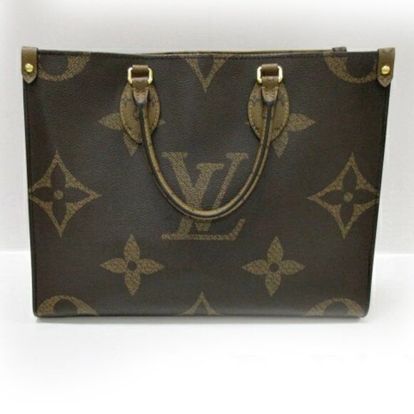 Authentic Louis Vuitton On The Go Tote Reverse Monogram Giant MM Brown Tan LV - Picture 10 of 15